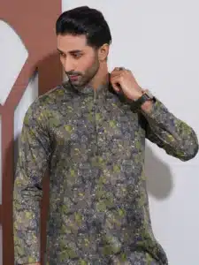 Premium Quality Black Stylish Panjabi Price bombay cotton digital print platinum punjabi